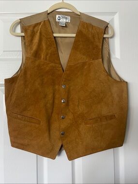 Alpine Men's Suede Sleeveless Vest Camel Brown Vintage Size Large